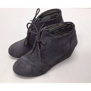 Toms Desert Wedge Gray Suede Ankle Booties Women's Size 5 Boots Shoes